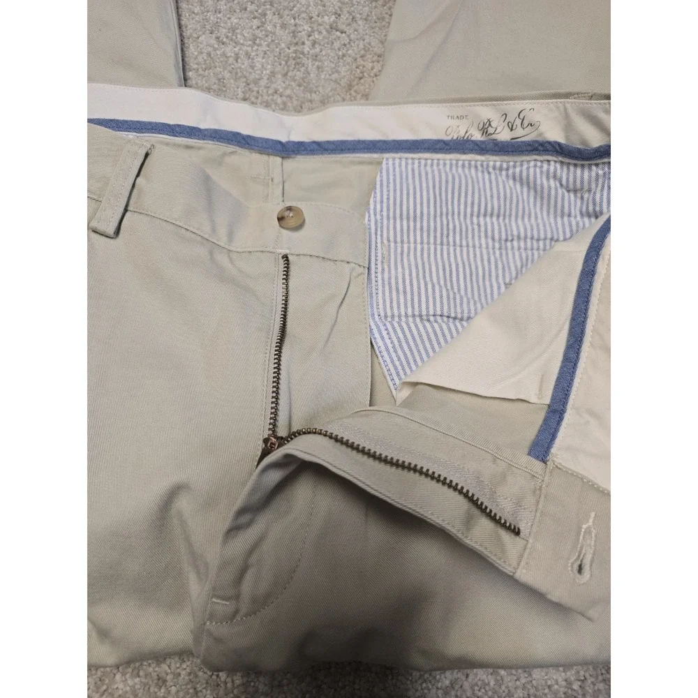 Polo Ralph Lauren Slim Fit Chino Pants Men 35x32 Khaki Beige Cotton Dress Casual